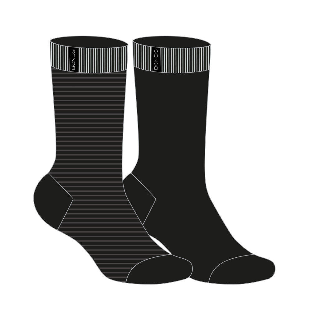 Bonds Mens Viscose Crew Sock Reinforced Heel & Toe for Durability 6 Pack SYJX2N