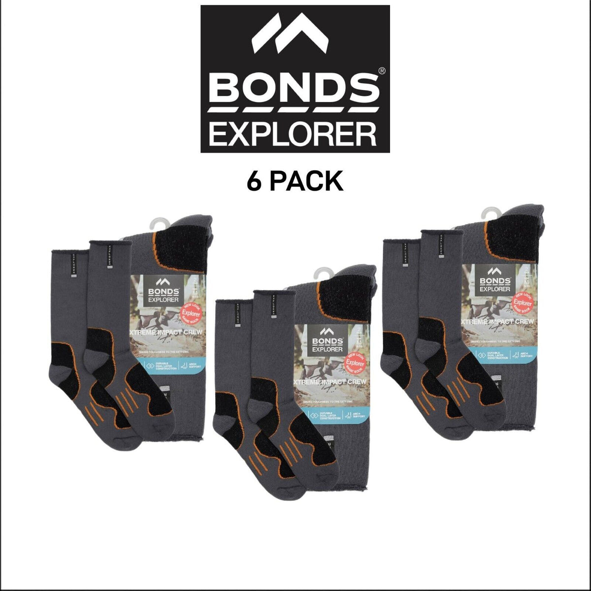 Bonds Explorer Extreme Basic Crew Breathable Warm Sock 6 Pack SZWO2W