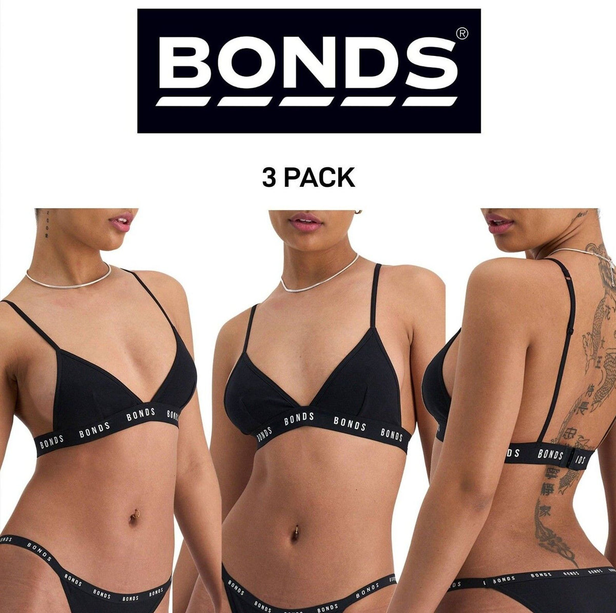 Bonds Womens Icons Triangle Ultimate Comfort Confident and Sexy Bra 3 Pack YWP4