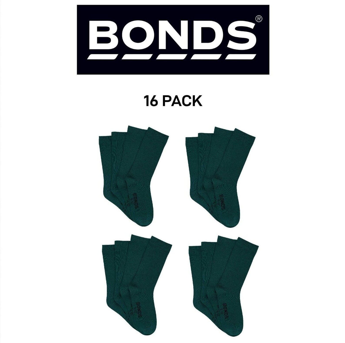 Bonds Kids School Oxford Crew Socks Ultimate Comfort and Softness 16 Pack RY4X4N