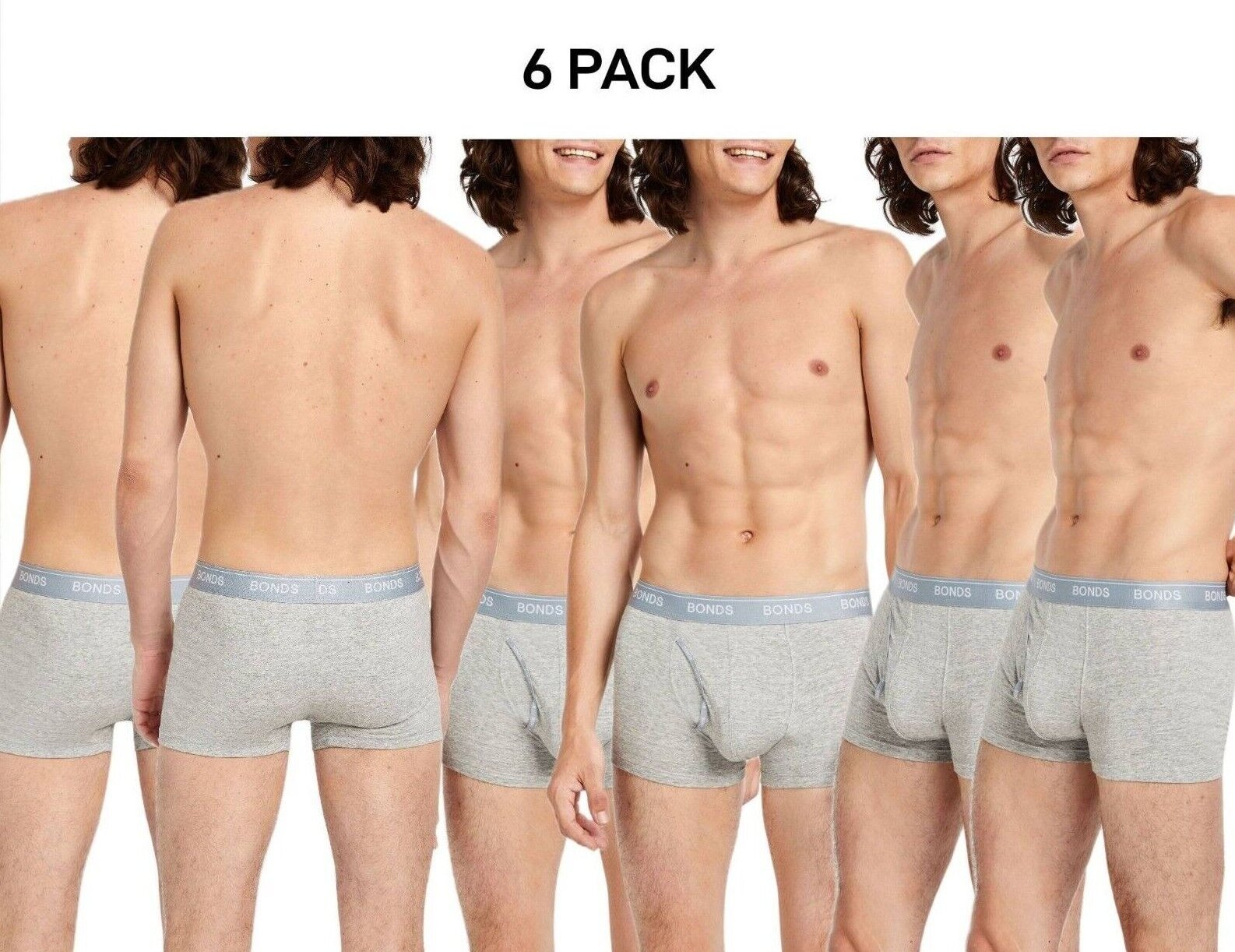 Bonds Mens Guyfront Trunk Stretchy Cotton Fabric Elastic Waistband 6 Pack MZVJ