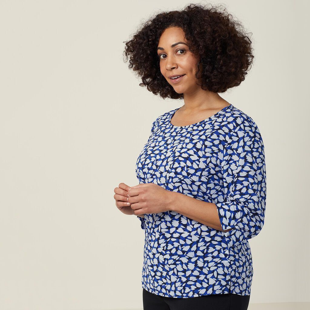 NNT Womens 4 Pack Antibacterial Petal Print Comfy Classic 3/4 Sleeve Top CATUFN-Collins Clothing Co