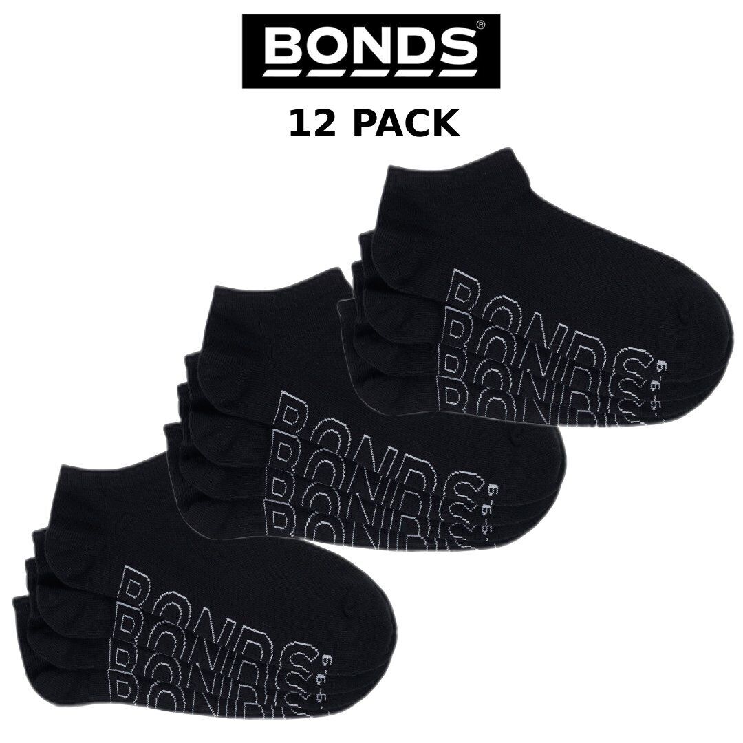 Bonds Men Logo Lightweight Low Cut 12 Pack Mesh Cotton Socks Run Trainer SXN44N