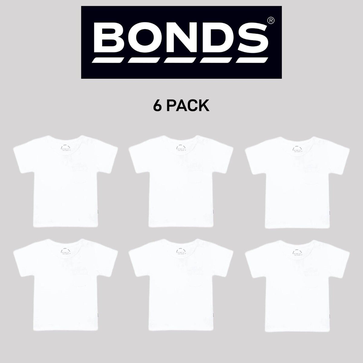 Bonds Baby Short Sleeve Crew Tee Ultimate Lightweight Soft Cotton 6 Pack KVRHA