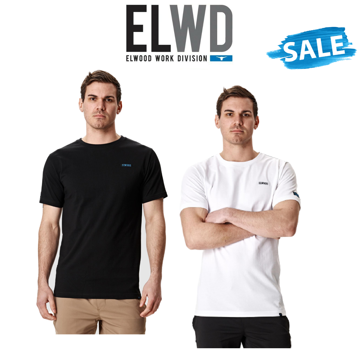 SALE Elwood Mens Corp Tee Cotton Short Sleeve Stretch T-Shirt Work Casual EWD814