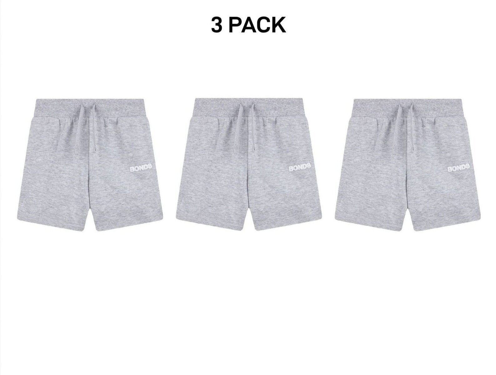 Bonds Kids Tech Sweats Short Lightweight Soft Rib Waistband Sporty 3 Pack KVQPK