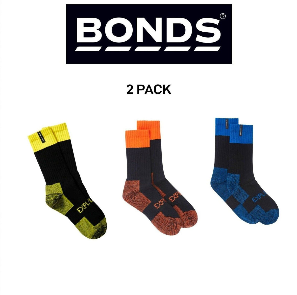 Bonds Mens Explorer Tough Work Durable Dual Layer Cotton 2 Pack SYNJ2W