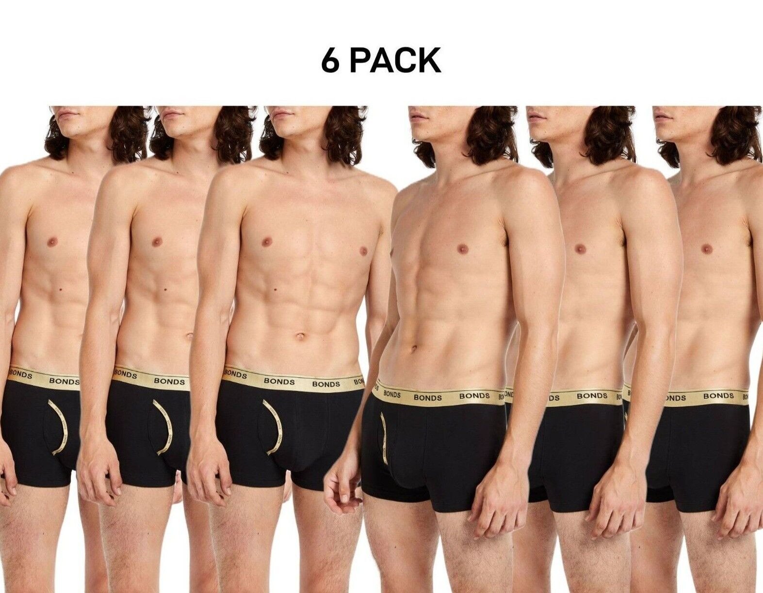Bonds Mens Guyfront Trunk Seamless Side Comfortable Functional Fly 6 Pack MZVJSI