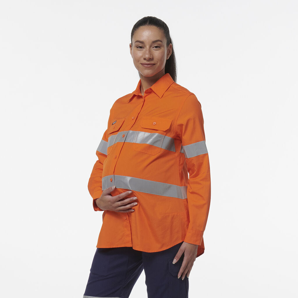 KingGee Womens Safety Workcool Maternity Reflective Two Toned Shirt K44235-Collins Clothing Co