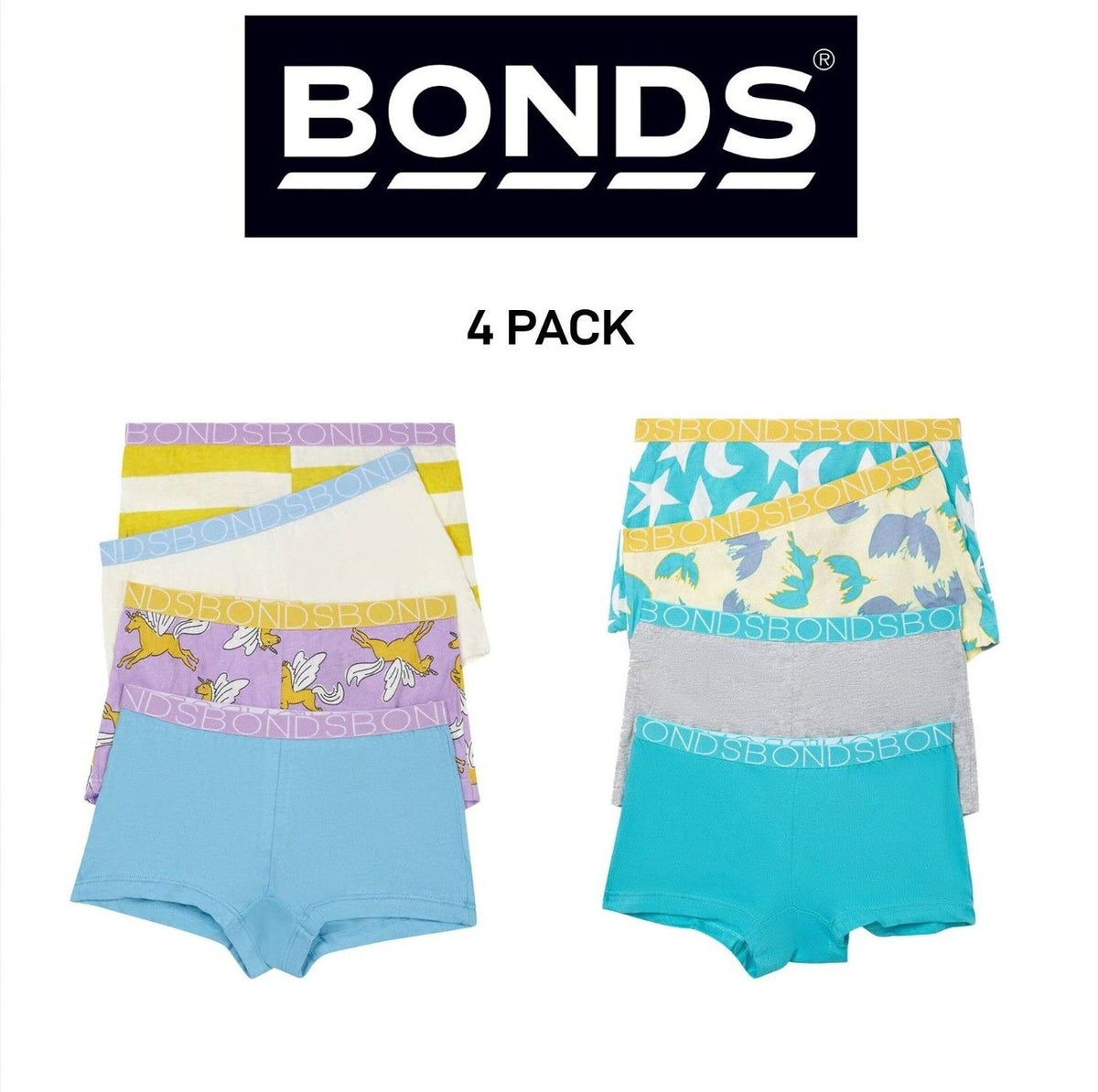 Bonds Girls Shortie Full Coverage Modesty Ultimate Soft Waistband 4 Pack UWCA4A