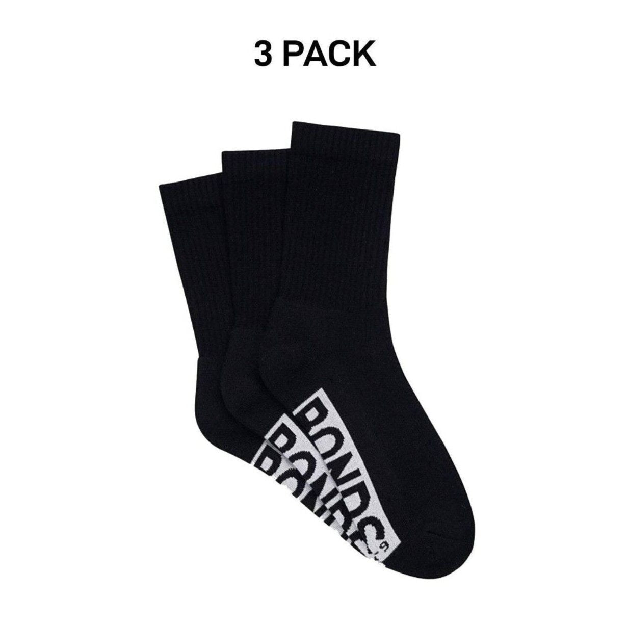 Bonds Mens Logo Cushioned Crew Socks Extra Comfort Smooth Seams 3 Pack SXMW3N