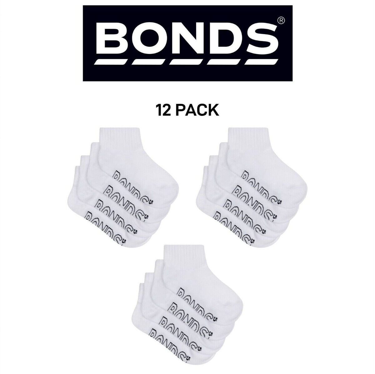 Bonds Kids Logo Light Quarter Crew Lightweight and Breathability 12 Pack RXUT4N