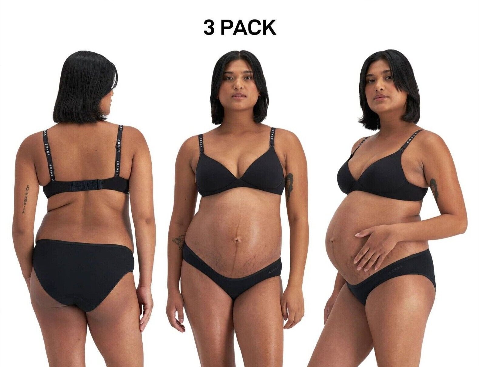 Bonds Womens Damn Dry Maternity Bikini Dipped Waist Soft & Flexible 3 Pack WRFT