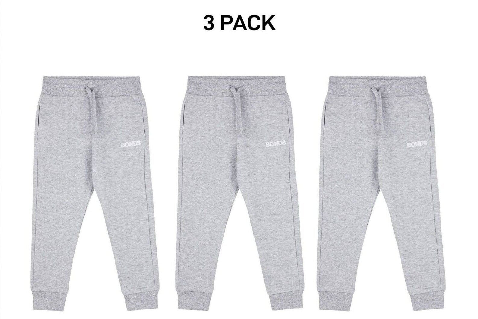 Bonds Kids Tech Sweats Trackie Pants Lightweight Warm Minimise Heat 3 Pack KVQRK