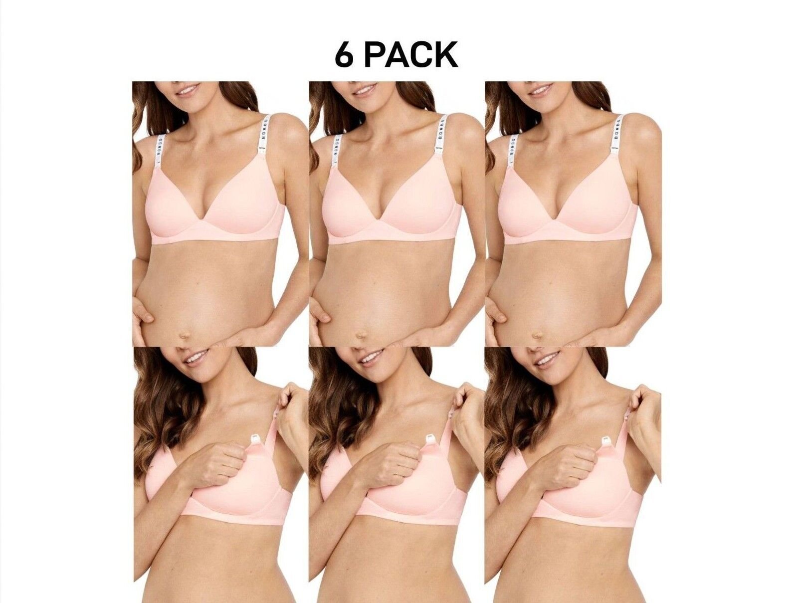 Bonds Womens Original Maternity Wirefree Contour Bra Comfy Coverage 6 Pack YXJ4Y