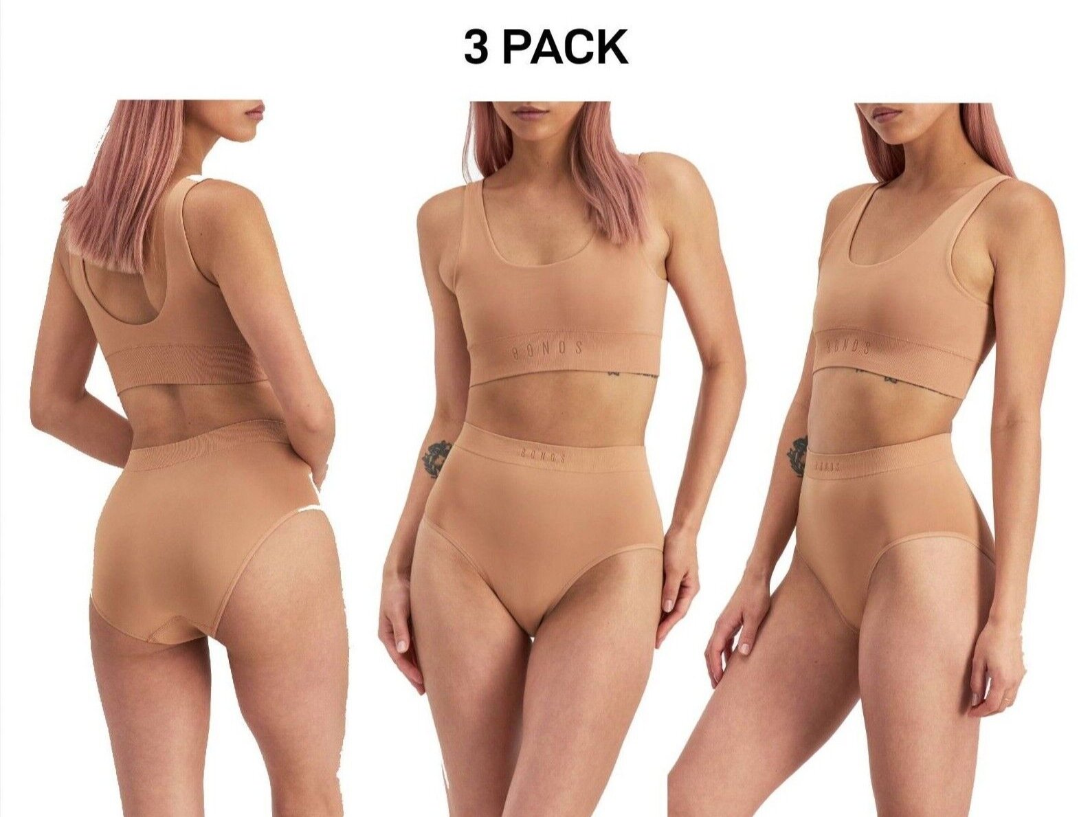 Bonds Womens Bases Full Brief Seamless Smooth and Stretchable Fit 3 Pack WRYH