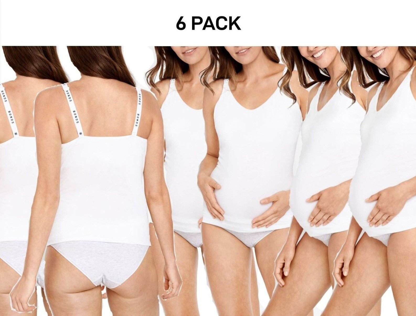 Bonds Womens Originals Maternity Support Singlet Stretch and Grow 6 Pack YXF3Y