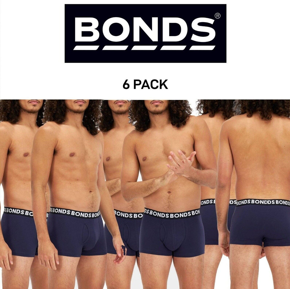 Bonds Mens Everyday Trunks Convenient Double Lined Pouch Underwear 6 Pack MWQ8