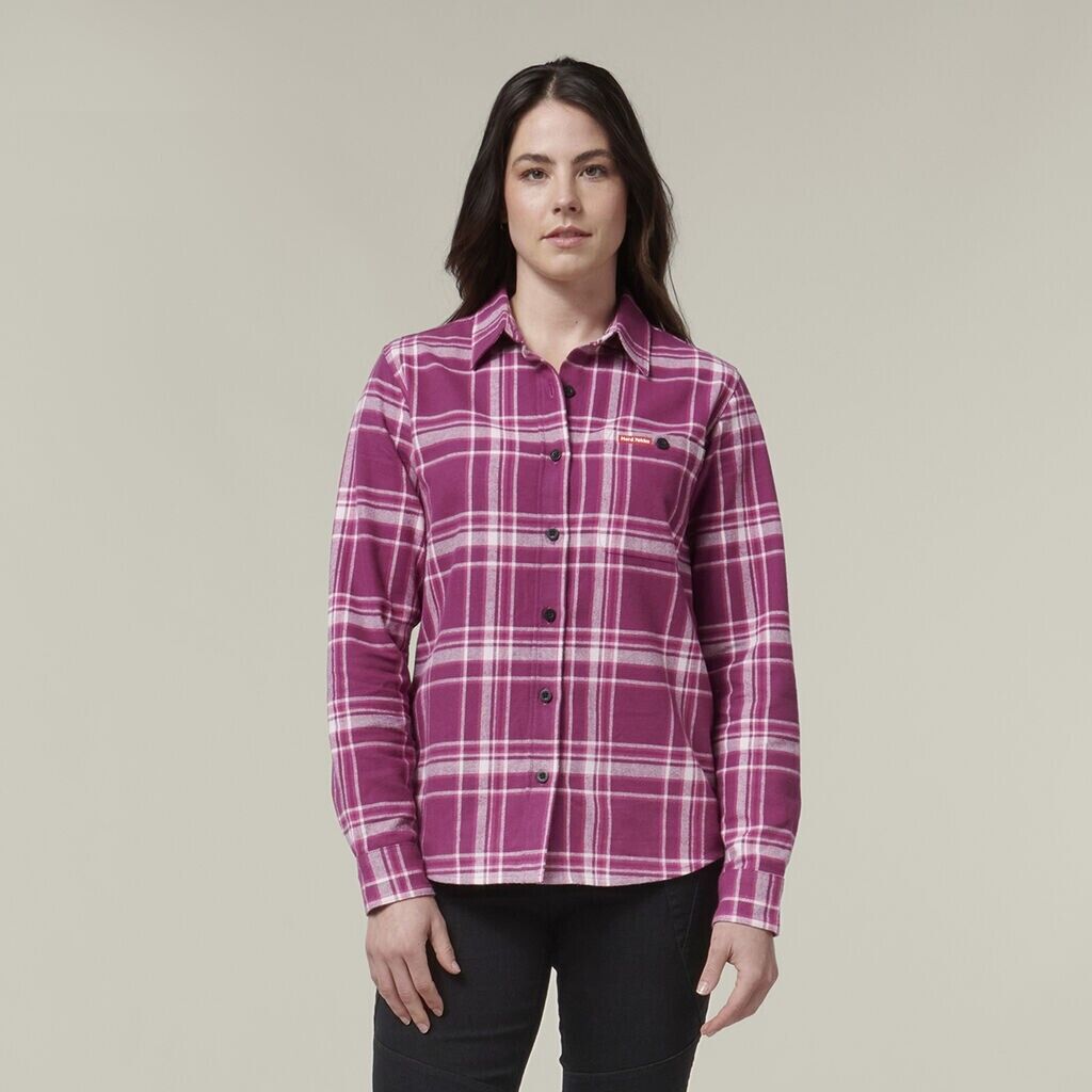 HARD YAKKA Women's Fit Check Flannie Shirt Relaxed Fit Smart Stylish Y08744-Collins Clothing Co