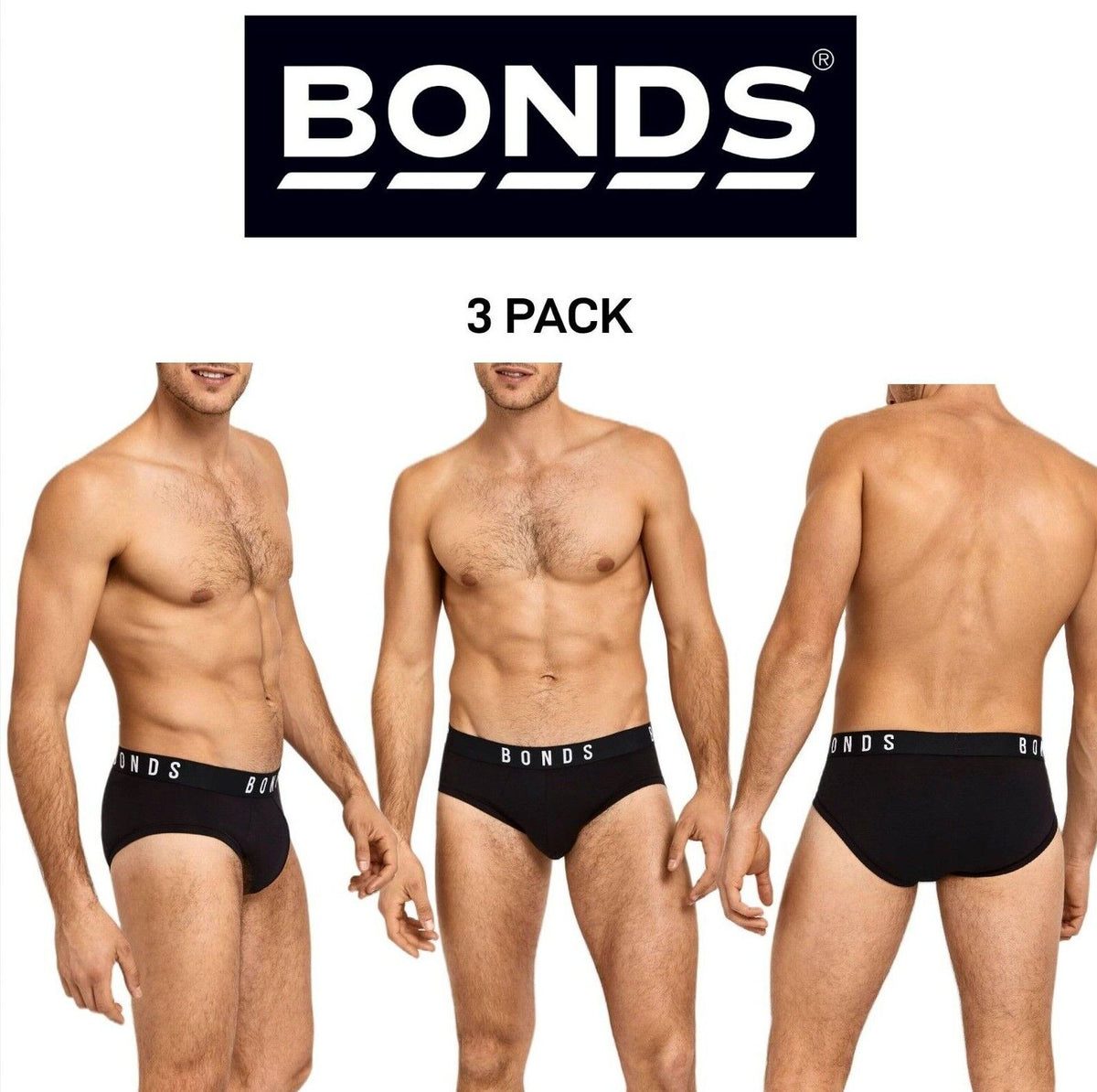 Bonds Mens Originals Brief Super Soft Cotton Comfortable Fit Undies 3 Pack MXUJA