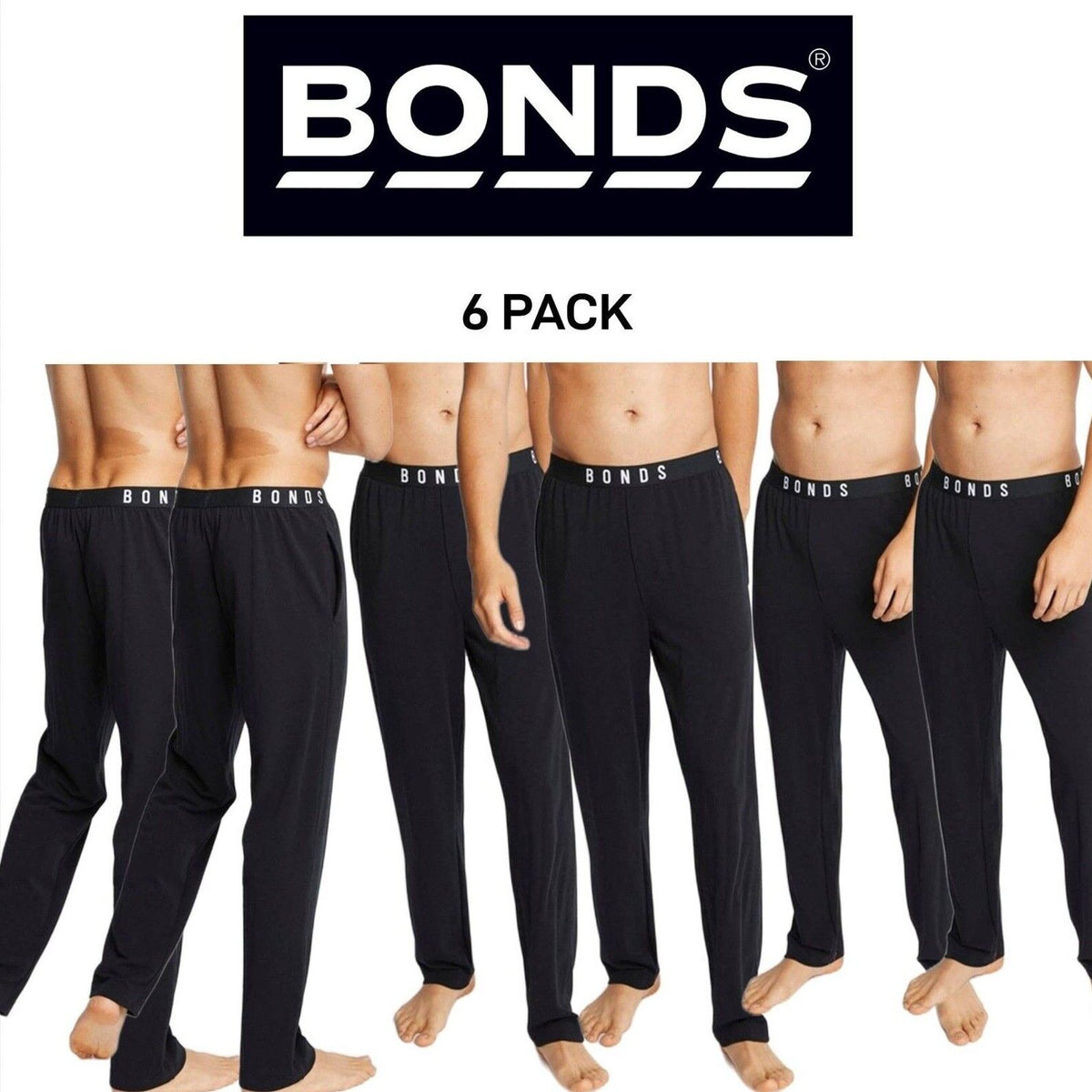 Bonds Mens Comfy Livin Jersey Pant Soft Stretchable Elastic Waist 6 Pack MXM9A