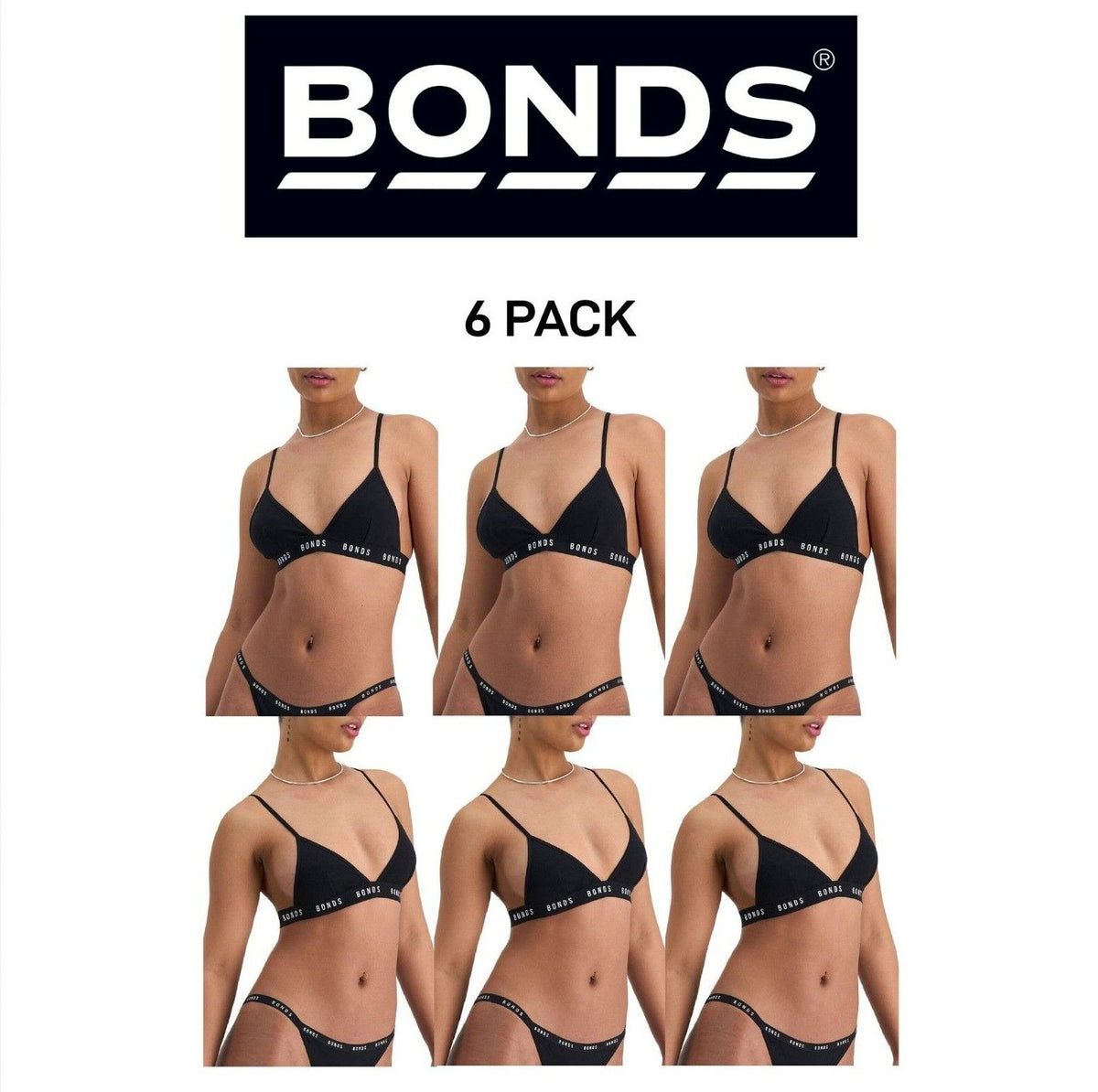 Bonds Womens Icons Triangle Ultimate Comfort Confident and Sexy Bra 6 Pack YWP4