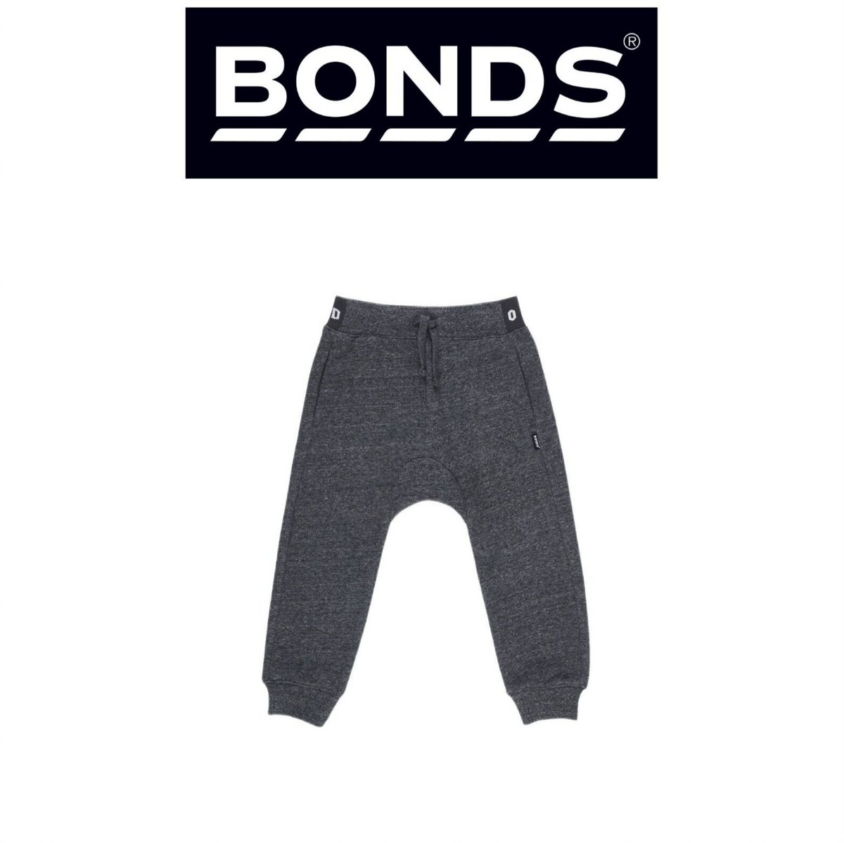 Bonds Kids Fleece Logo Trackie Pants Tie Cord at Waist Drawstring KWLEK