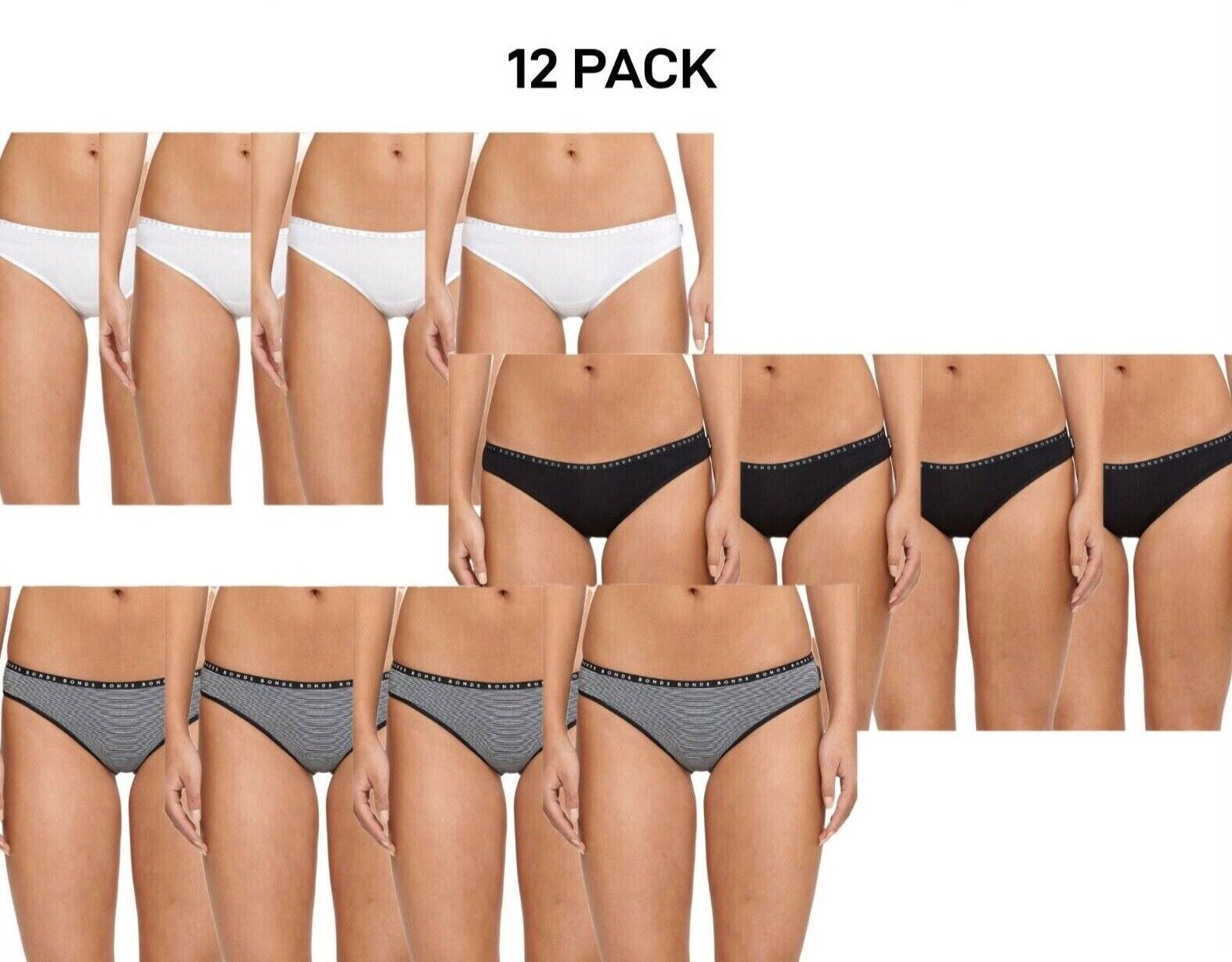 Bonds Womens Hipster Bikini Comfortable Cotton Everyday Coverage 12 Pack WUR6A