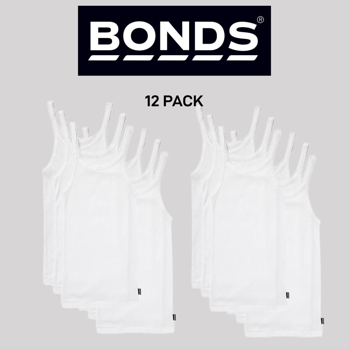 Bonds Girls Teena Singlet Super Soft Cotton Comfortable Top 12 Pack UYG43A