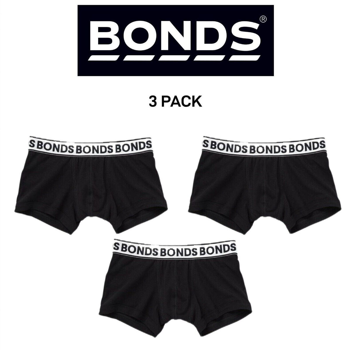 Bonds Boys New Era Fit Trunk Very Soft Comfortable Wide Waistband 3 Pack UYB71A