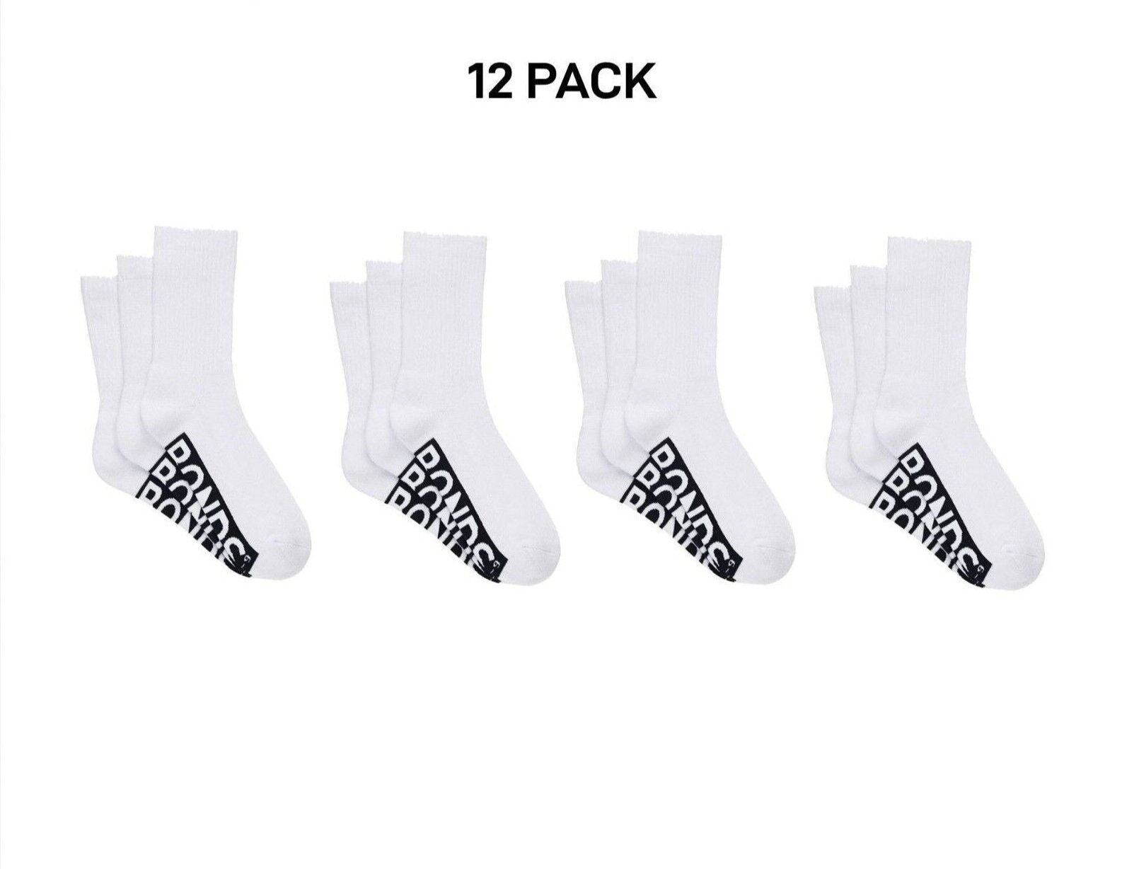 Bonds Mens Logo Cushioned Crew Socks Extra Comfort Smooth Seams 12 Pack SXMW3N