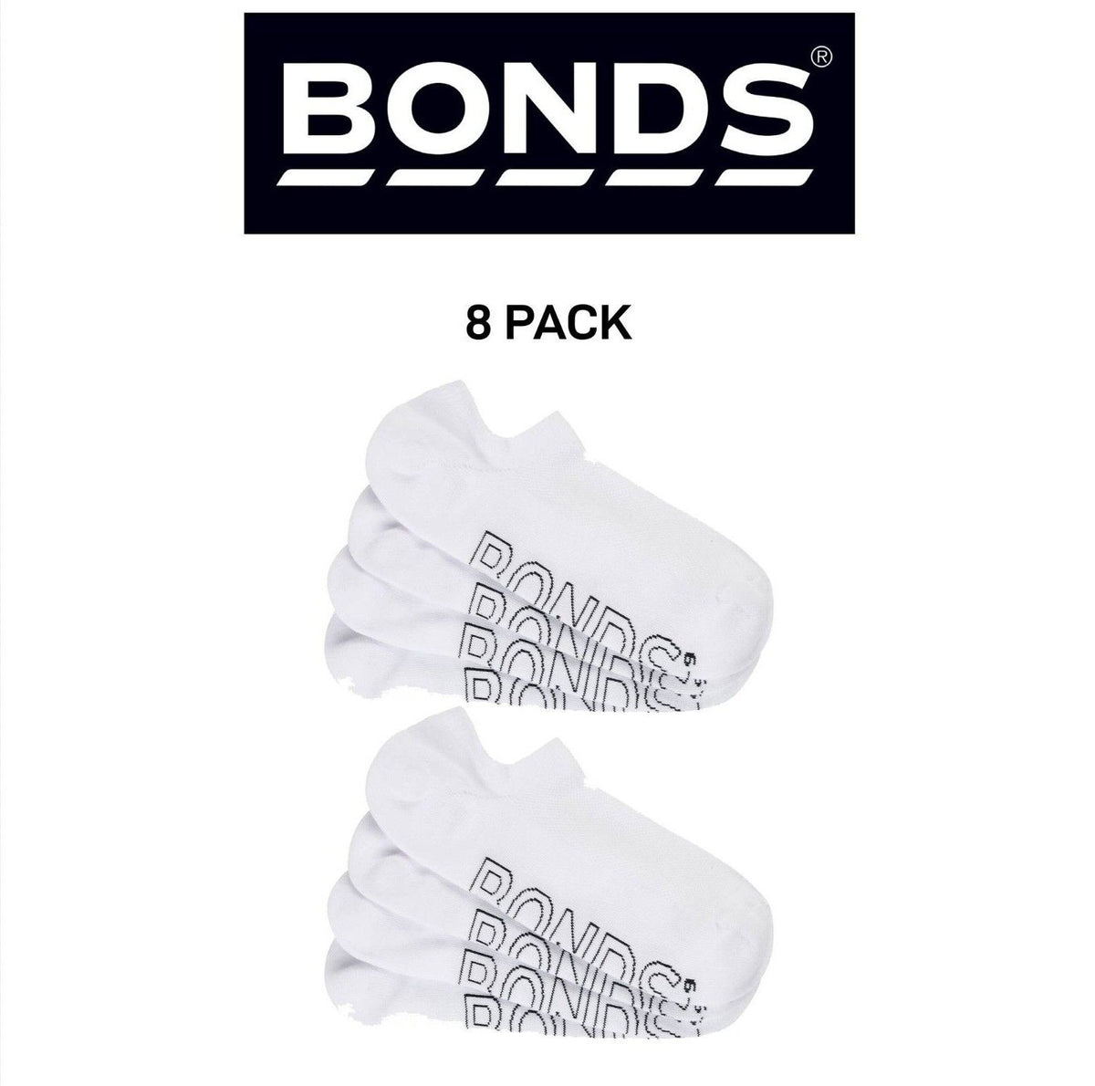 Bonds Mens Logo Lightweight No Show Comfy Mesh Cooling Zone Socks 8 Pack SXN64N