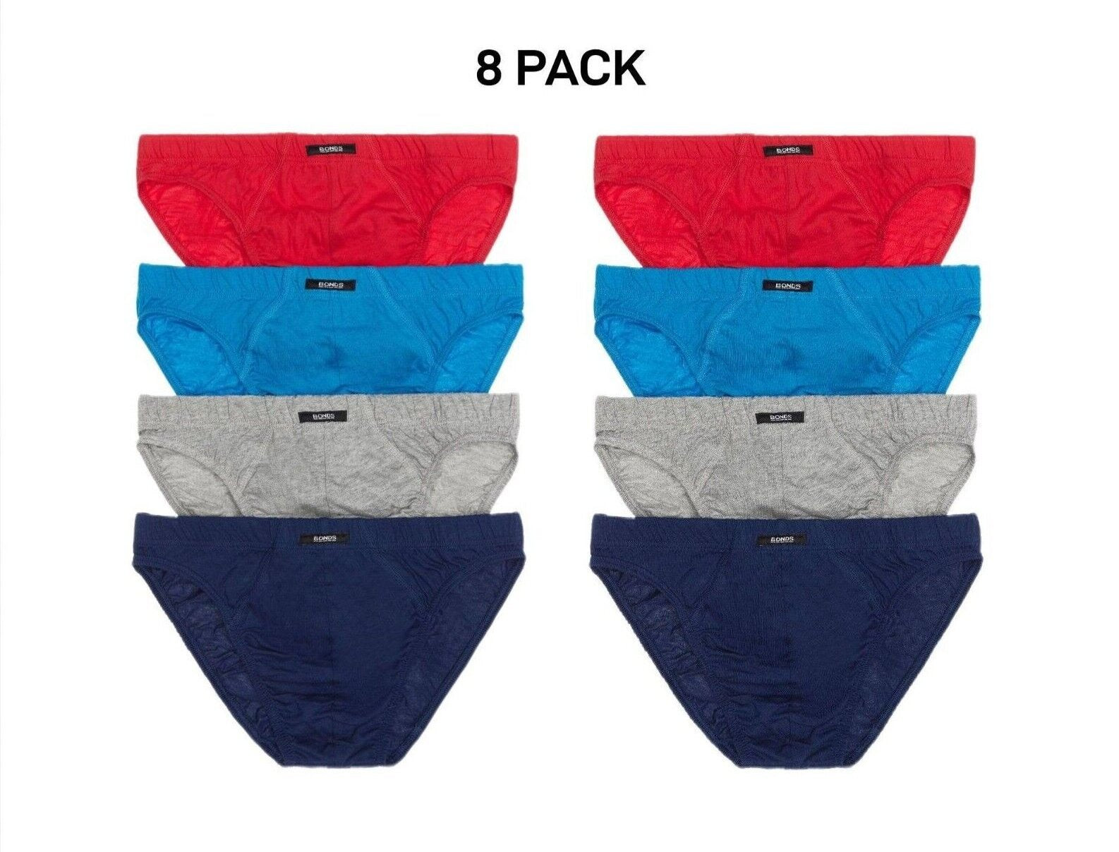 Bonds Mens Action Brief  Soft Cotton and Encased Elastic Comfort 8 Pack M8OS4