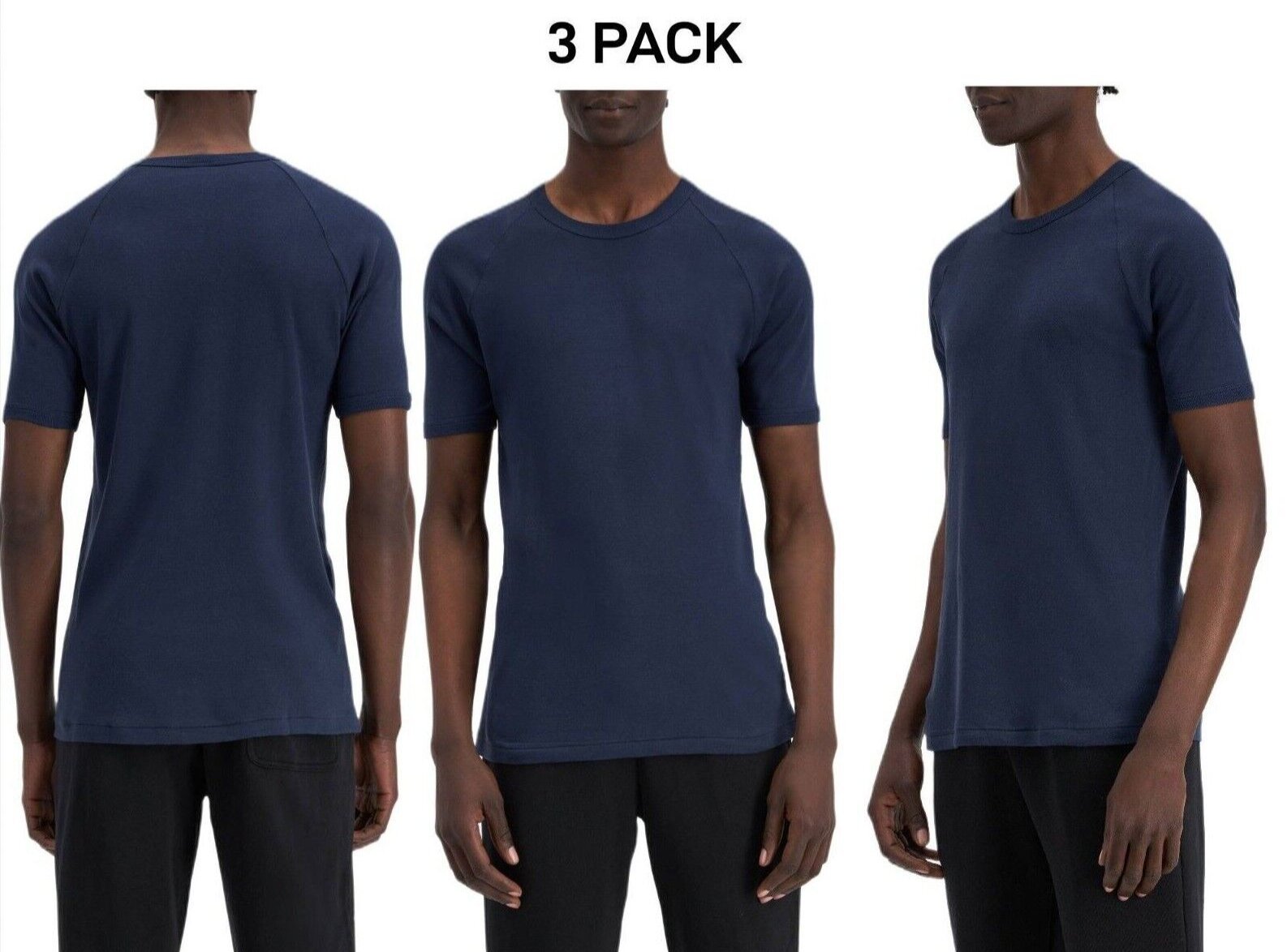 Bonds Mens Raglan Crew Round Neck T-Shirt Soft Breathable Cotton 3 Pack MB3937