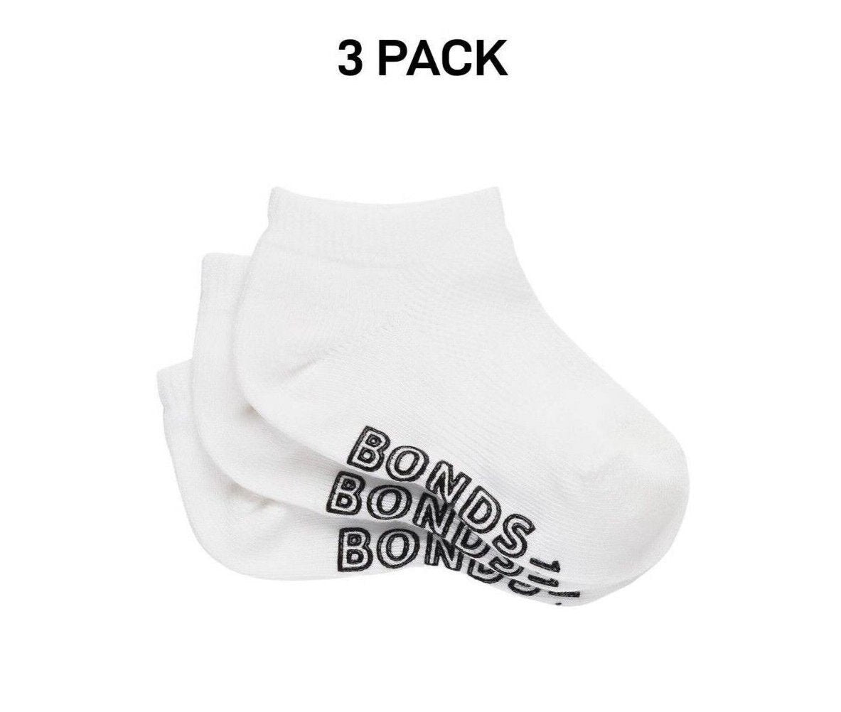 Bonds Baby Lightweght Low Cut Socks Grippy Soles & Soft Toe Seams 3 Pack RXUQ3N