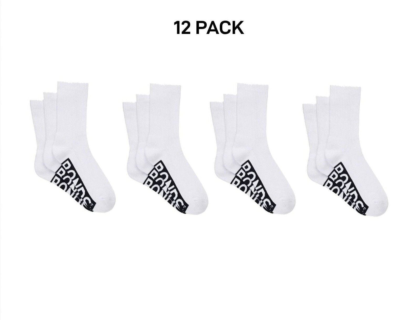 Bonds Mens Logo Cushioned Crew Socks Extra Comfort Smooth Seams 12 Pack SXMW3N