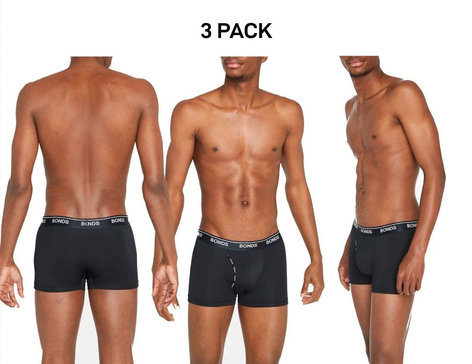 Bonds Mens Microfibre Guyfront Trunk Super Smooth Microfibre Version 3 Pack MX86