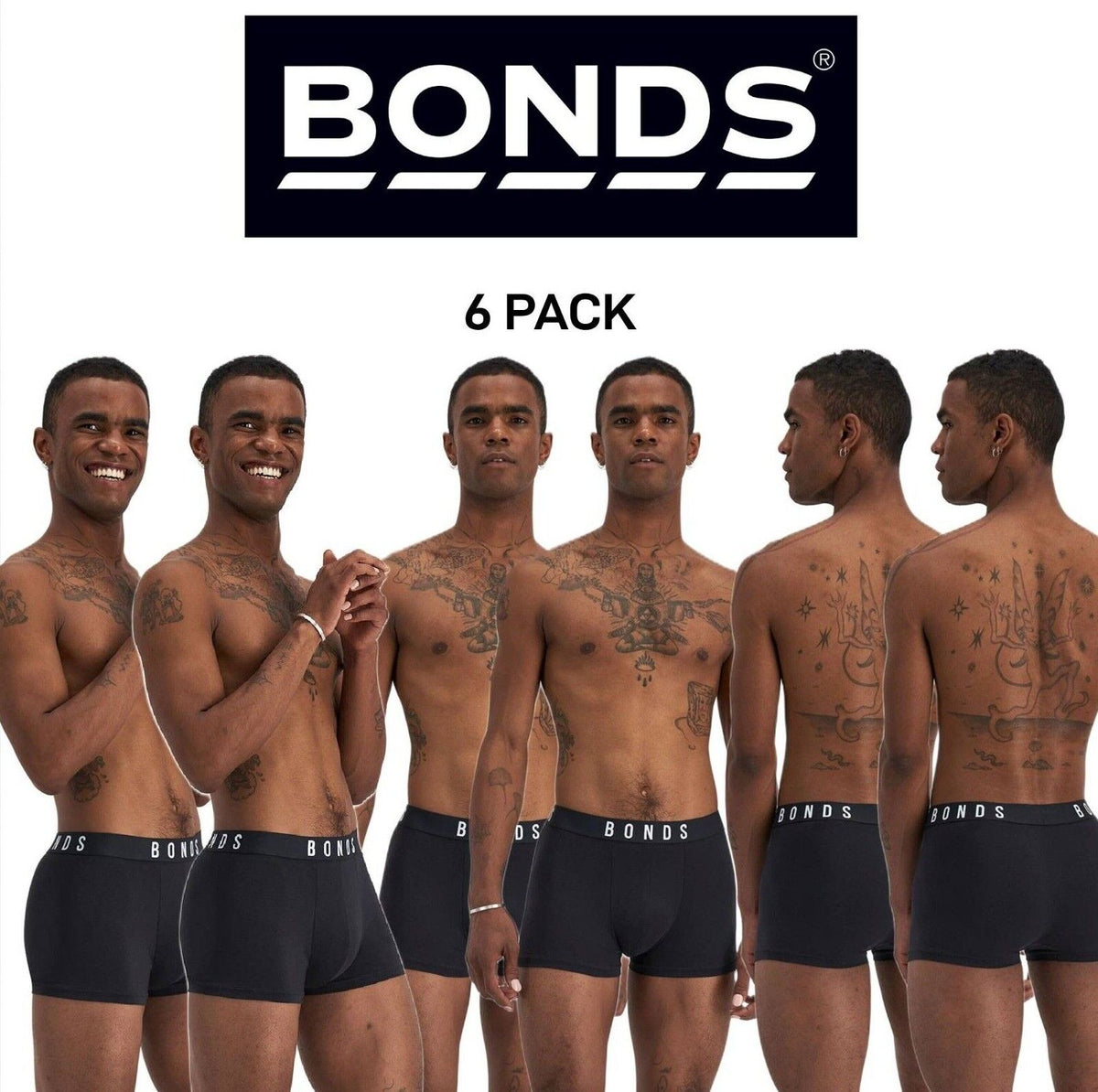 Bonds Mens Originals Trunk Super Soft Flat Seams For Comfier Fit 6 Pack MXULA