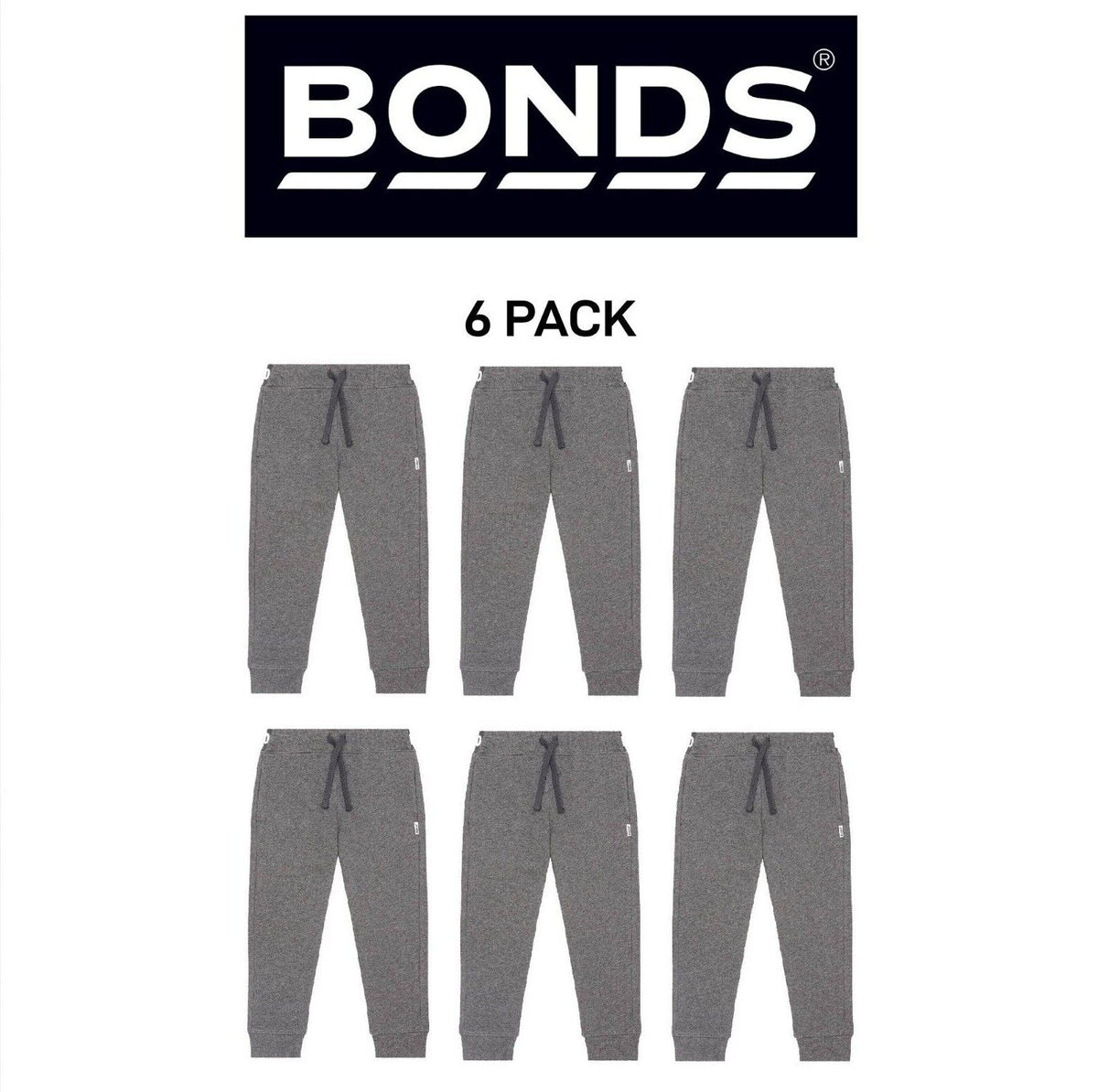 Bonds Kids Fleece Trackie Pants Drop Crotch Styling & Tapered Legs 6 Pack KVRJK