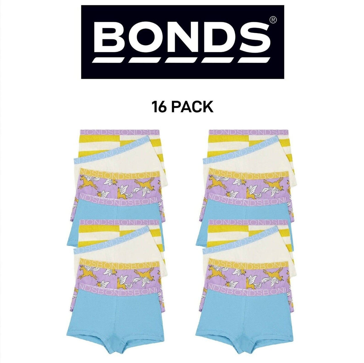 Bonds Girls Shortie Full Coverage Modesty Ultimate Soft Waistband 16 Pack UWCA4A
