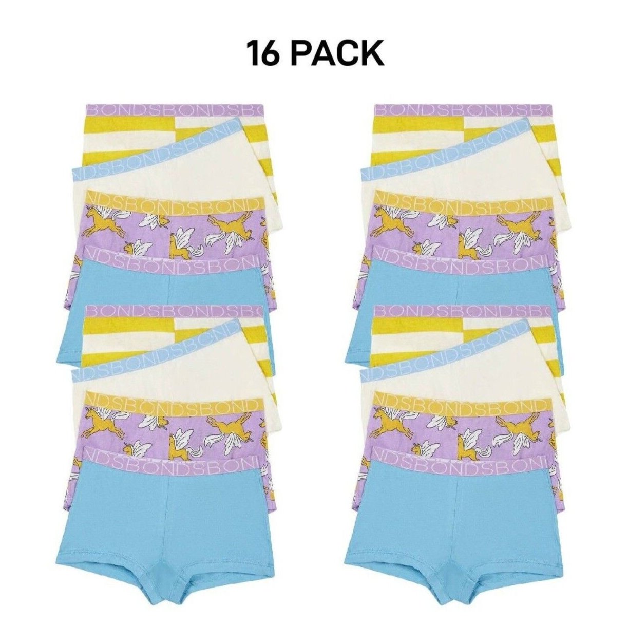 Bonds Girls Shortie Full Coverage Modesty Ultimate Soft Waistband 16 Pack UWCA4A