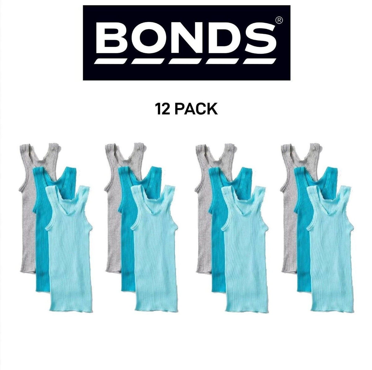 Bonds Baby Vest Ribbed Warmth Singlets Comfy Side Seamfree 12 Pack BXHNT