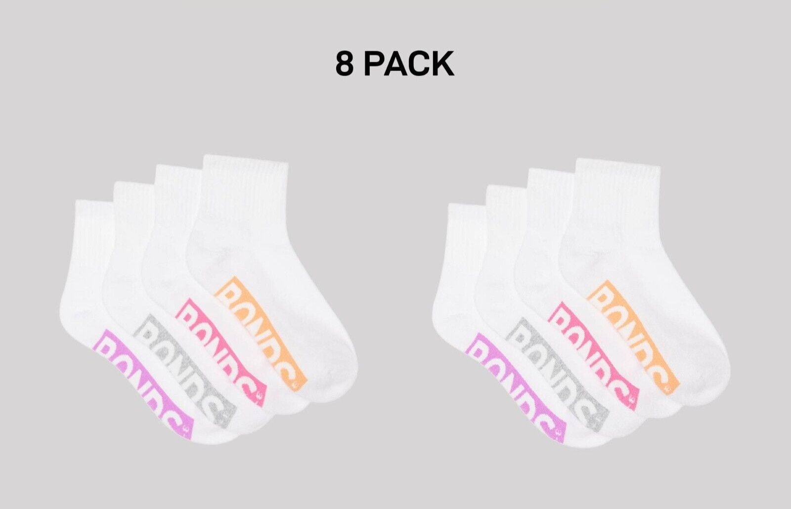 Bonds Kids Logo Light Quarter Crew Socks Comfy Mesh Cooling Zones 8 Pack RXU64W