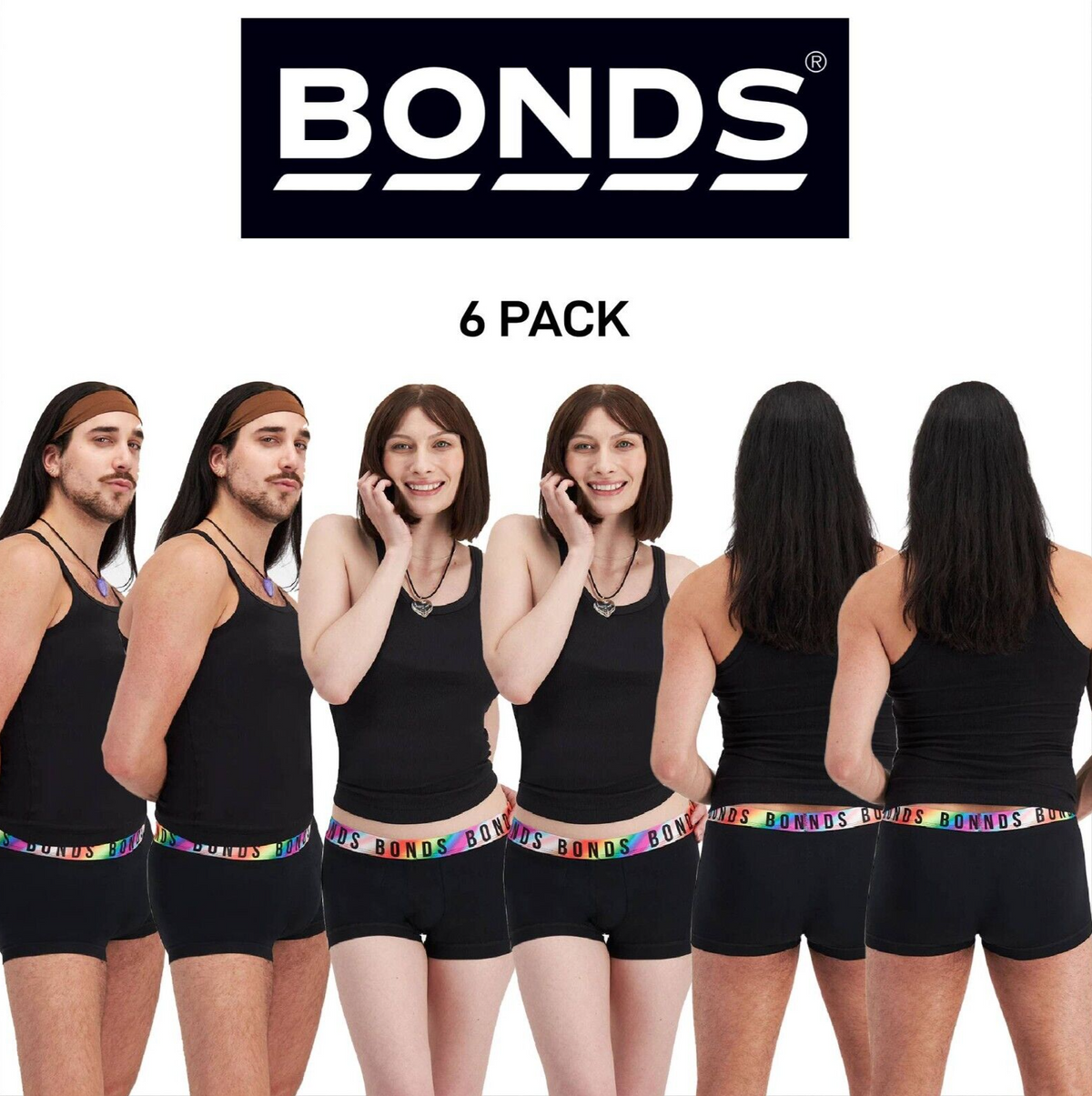 Bonds Mens Pride Icons Trunk Neon Rainbow Waistband FRSH Technology 6 Pack MW3Y