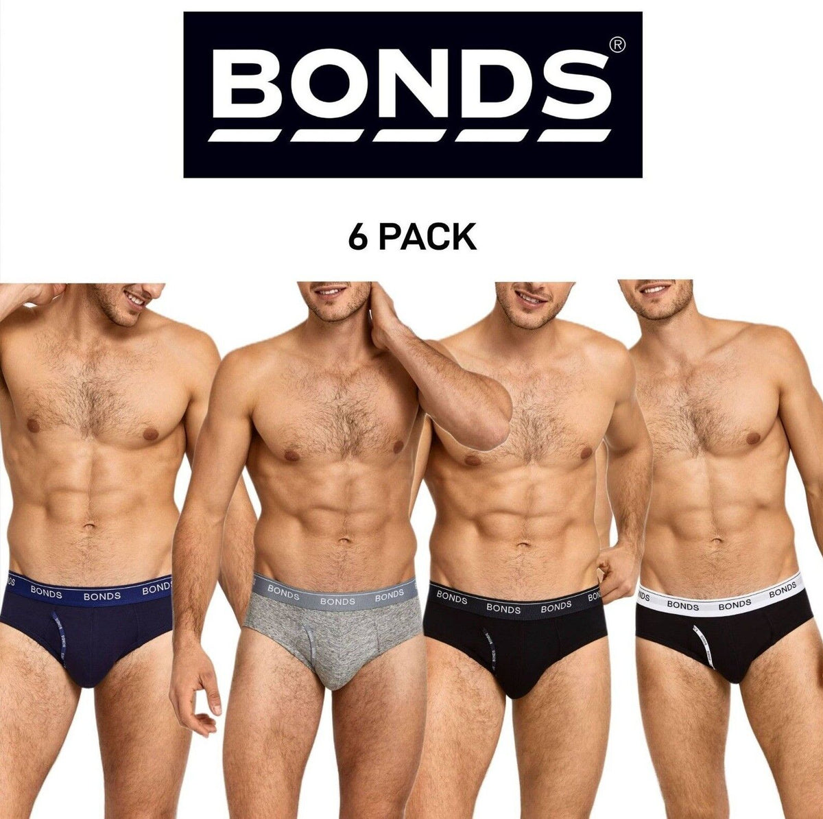 Bonds Mens Guyfront Brief Soft and Stretchy Cotton Functional Fly 6 Pack MZVI