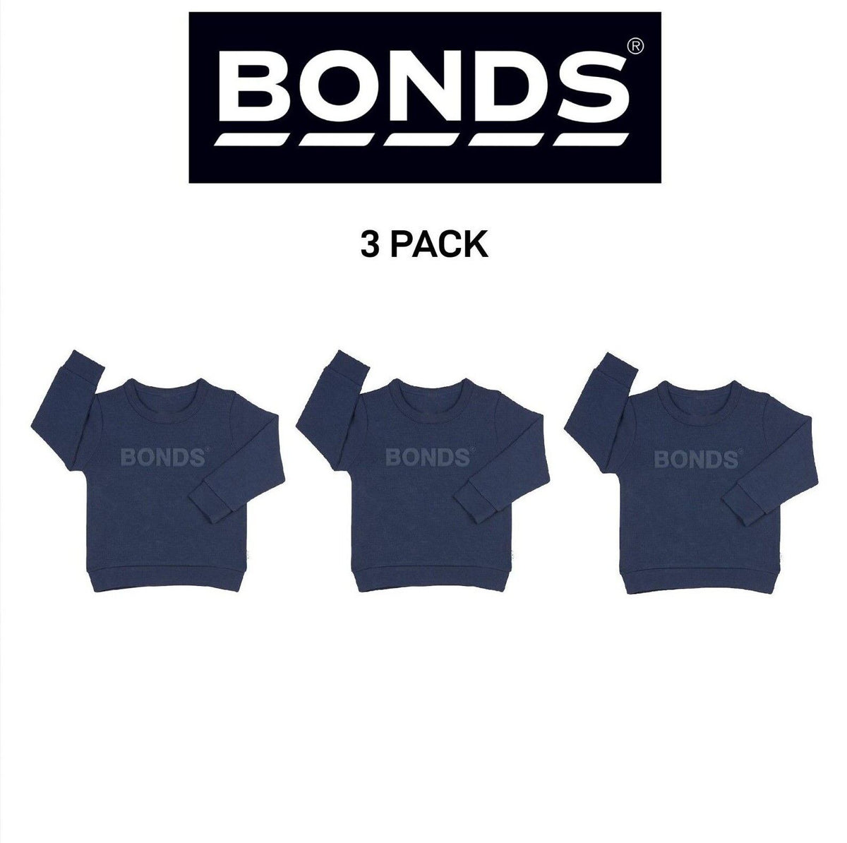 Bonds Baby Tech Sweats Pullover Ultimate Warm Comfort Sporty Style 3 Pack KVQTA