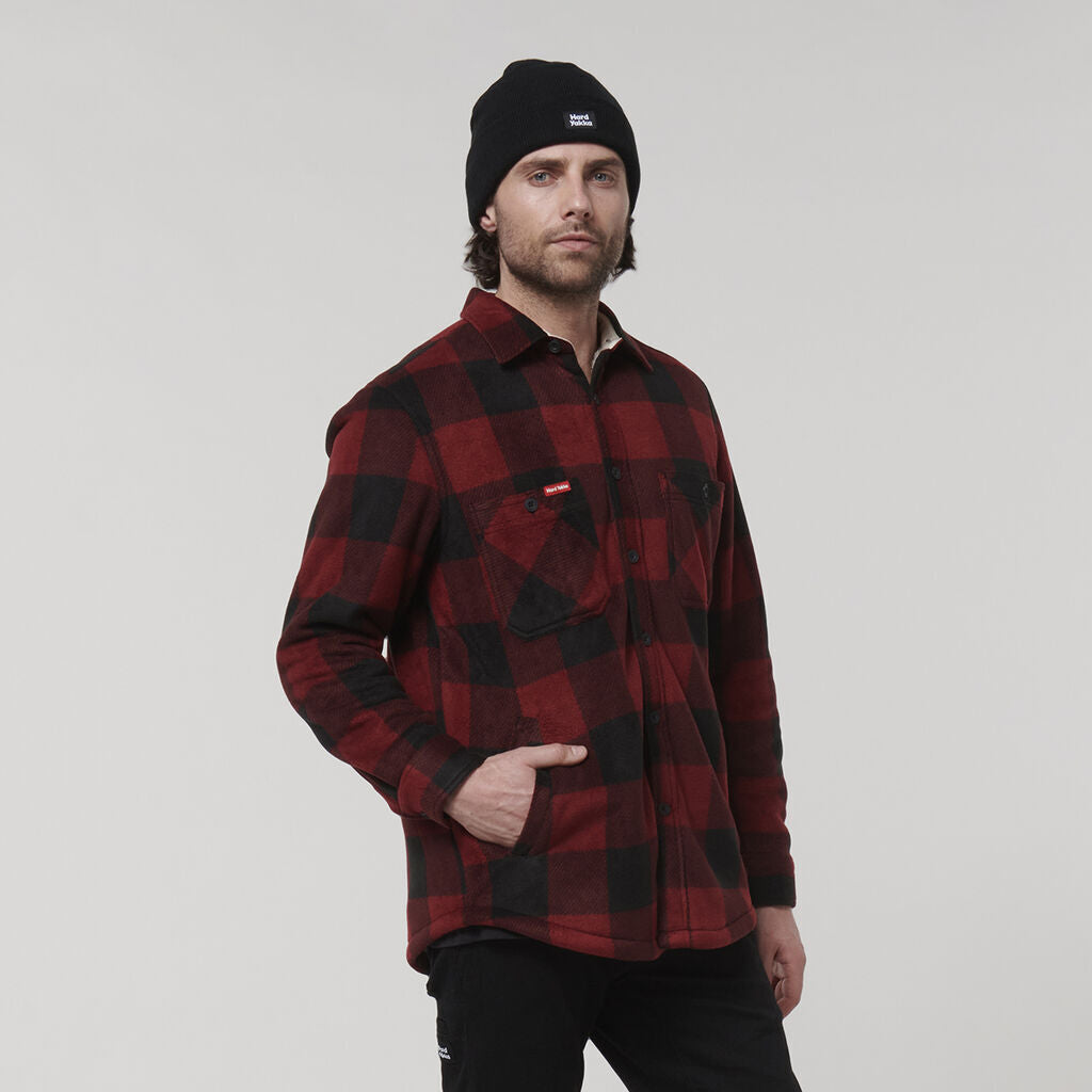 Clearance! Hard Yakka Mens Legends Sherpa Fleece Jacket With Free Beanie Y06518-Collins Clothing Co