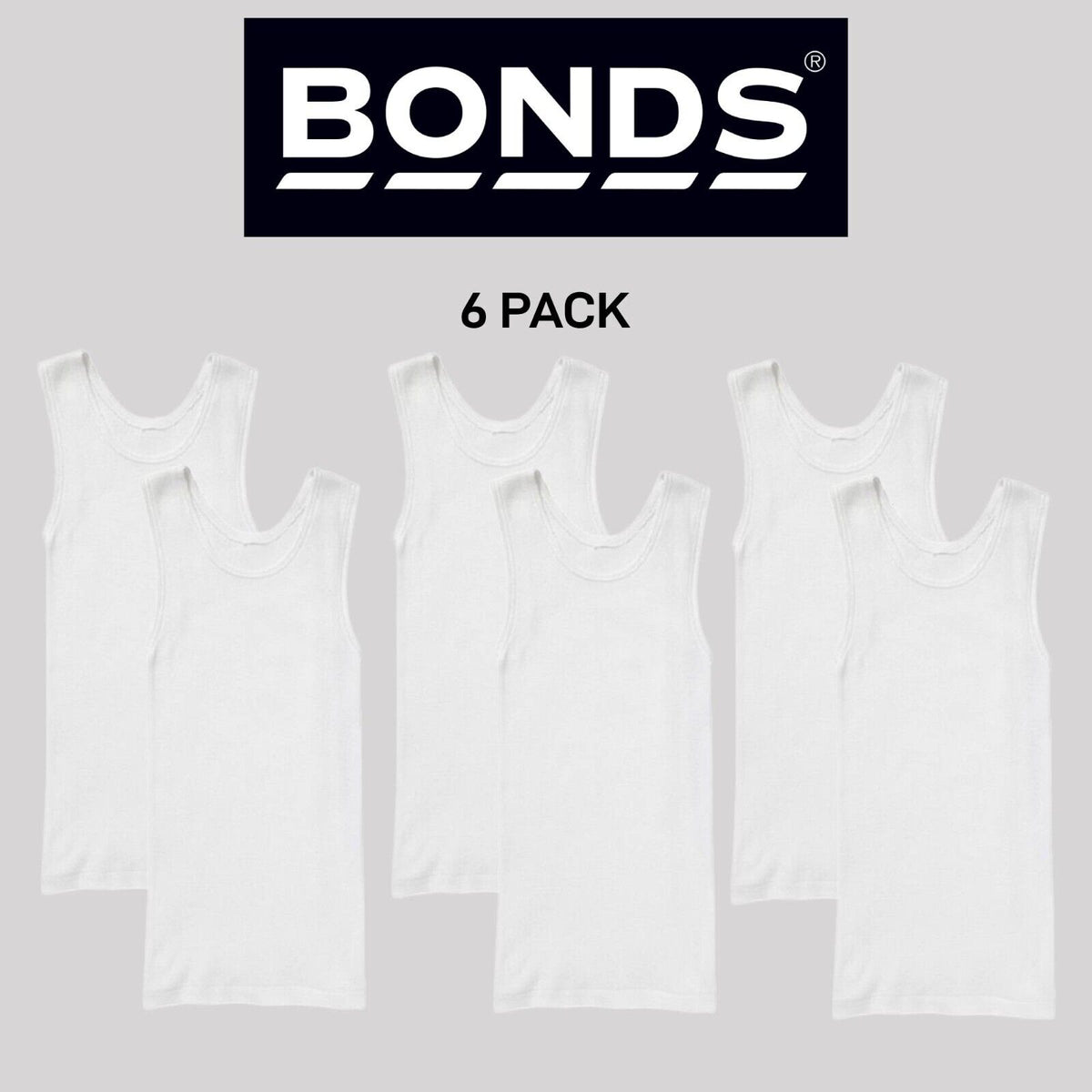 Bonds Boys New Chesty Vest Cotton Singlet Super Soft Ribbed Cotton 6 Pack UYNF1B
