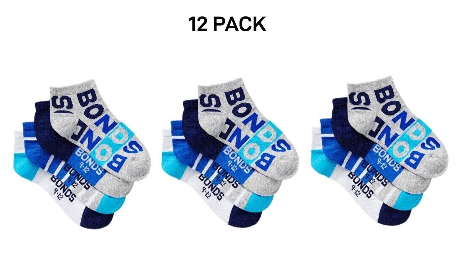 Bonds Kids fashion Trainer Breathable Soft Cotton Rich Socks 12 Pack RZLY4N
