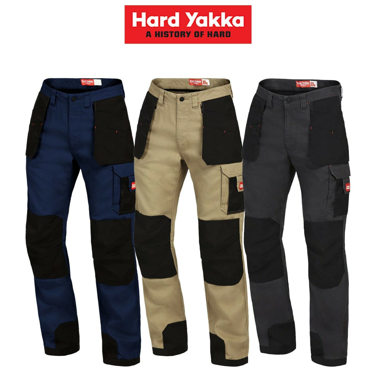 Mens Hard Yakka Xtreme Extreme Legends Work Cargo Tough Pants Heavy Duty Y02210